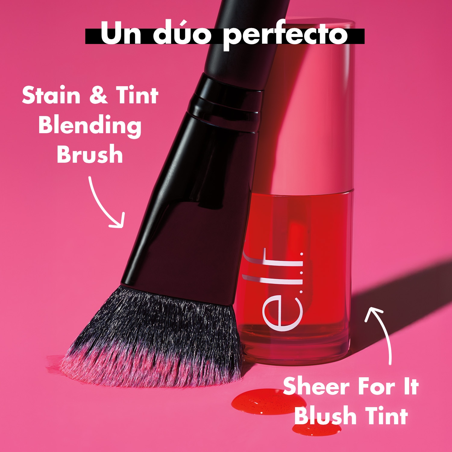 E.L.F. STAIN & TINT BLENDING BRUSH (BROCHA DE RUBOR DE MAQUILLAJE CON CERDAS DENSAS)